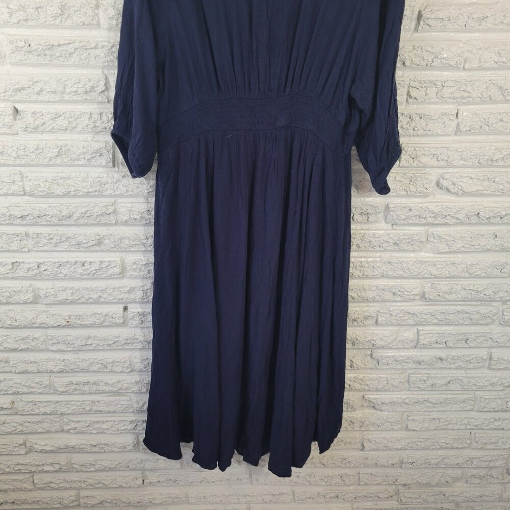 Torrid Dress 3X Plus Size Blue V-Neck 3/4 Sleeve High-Low Lined Stretch SWE169E - Picture 9 of 12